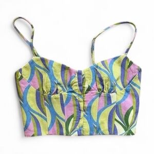Zara Green Pink Girly Summer Cute Party Going Out Corset Crop Tank Top Size XS
